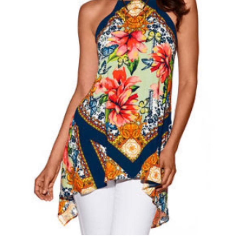 Floral Halter Neck Top - Multicolor SIZE MEDIUM- Boston Proper